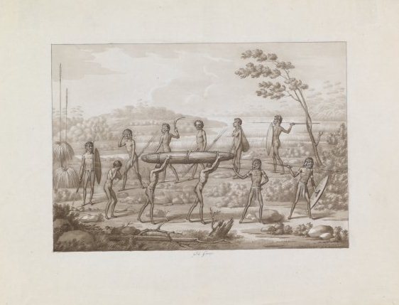 Nouvelle Hollande Port Jackson, ceremonie de L'enterrement des sauvages by Sebastien Leroy d. 1832